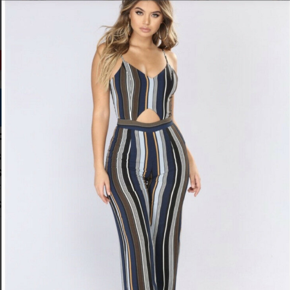 Fashion Nova Striped Jumpsuit